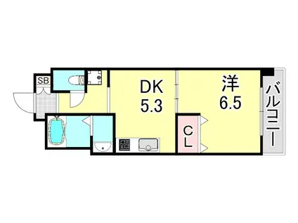 ウエストアヴェニュー(1DK/2階)の間取り写真