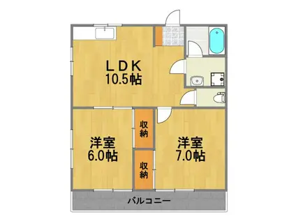 横田マイハイツ(2LDK/2階)の間取り写真