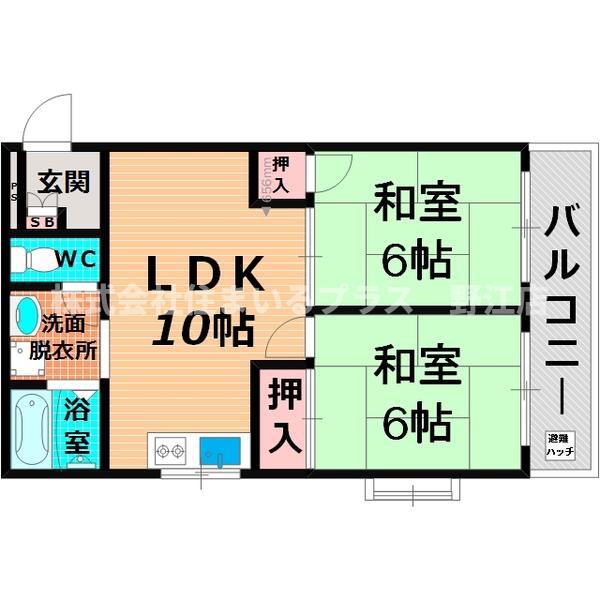 シャトル岡崎(2LDK/1階)の間取り写真