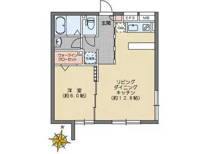ARERO白山(1LDK/3階)の間取り写真