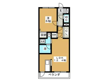 カーサニシワキ(1LDK/1階)の間取り写真