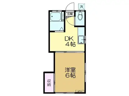 まつかぜコーポ(1DK/2階)の間取り写真