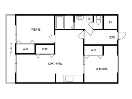 ロイヤルヴィラ(2LDK/3階)の間取り写真