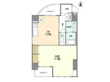 CASSIA錦糸町サウス COURT(1LDK/4階)の間取り写真