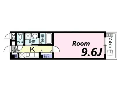 プラシード東難波(1K/2階)の間取り写真