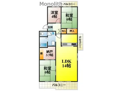 泉北城山台2丁21号棟(3LDK/3階)の間取り写真
