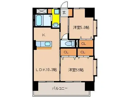 GLANZ(2LDK/6階)の間取り写真