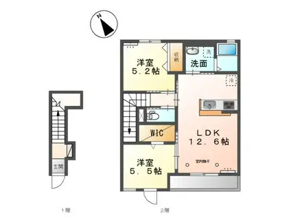 グレイスヒル長良(2LDK/2階)の間取り写真