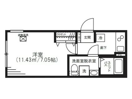 湯島レジデンス(1K/1階)の間取り写真