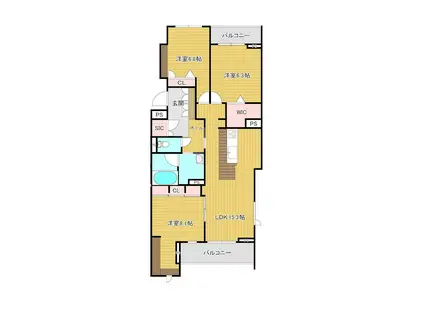 ミリュープラス本町東(3LDK/2階)の間取り写真