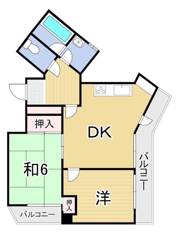 武庫之荘ジェメッリ(2DK/2階)の間取り写真