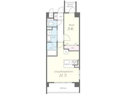 GRAND CHARIOT(1LDK/2階)の間取り写真