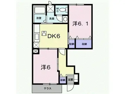 グラン ドゥ ティグレス(2DK/1階)の間取り写真