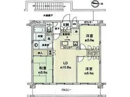 サンクレイドル東村山(3LDK/3階)の間取り写真