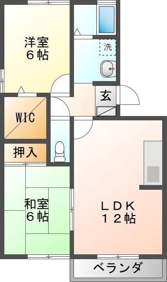 ウエストアベニューB(2LDK/3階)の間取り写真