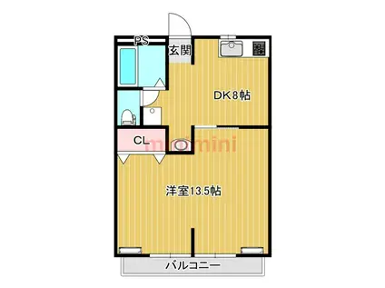 吉田ハイツII(1DK/1階)の間取り写真