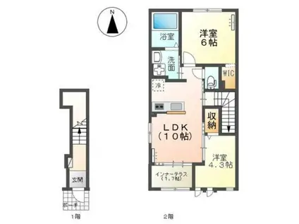 モンテ・ピアーノII(2LDK/2階)の間取り写真