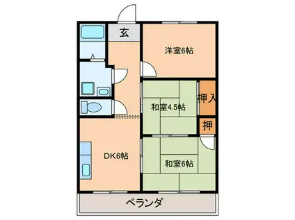 サンヒルズハイム(3DK/4階)の間取り写真