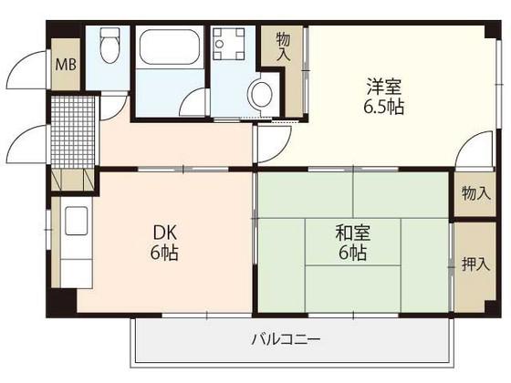 寺西第三ビル(2DK/3階)の間取り写真