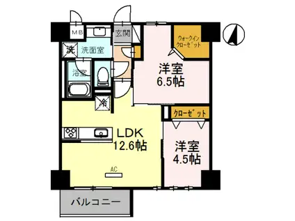 QUEST RIVIERE(2LDK/2階)の間取り写真