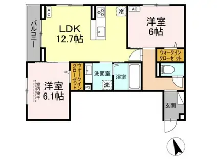 フォルテーヌ・イイクラI(2LDK/2階)の間取り写真