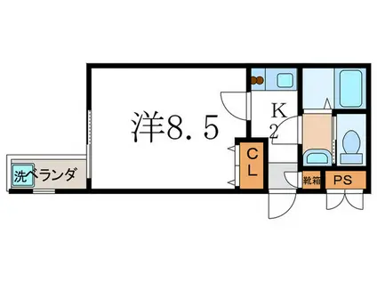 グランコスモ御所東(1K/4階)の間取り写真