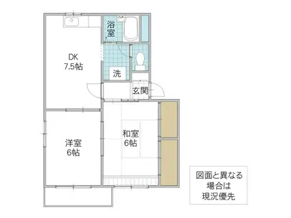 クレール谷本D棟(2DK/2階)の間取り写真