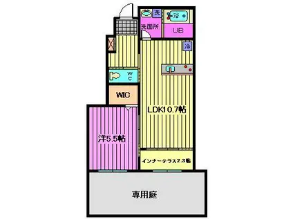 ナチュラル ライズ(1LDK/1階)の間取り写真