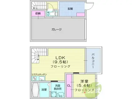 GARAGE VILLA SHIVERS B(1LDK/1階)の間取り写真