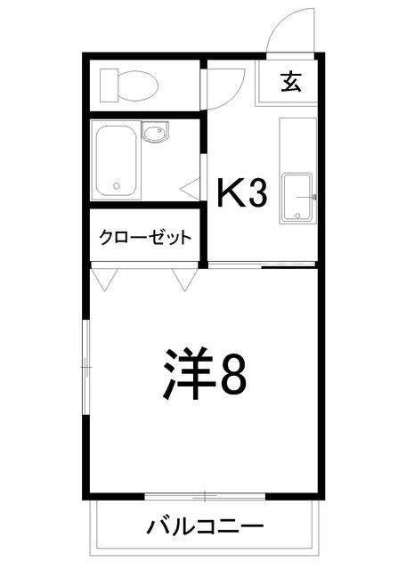 カミムラハイツ(1K/3階)の間取り写真