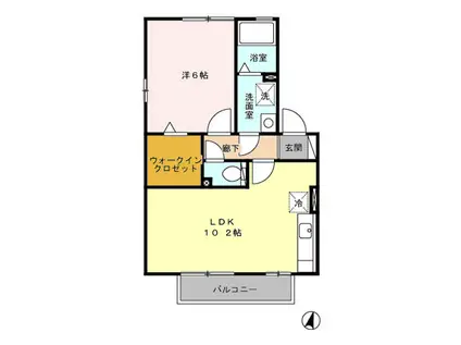 ウィルモア西梶尾C(1LDK/2階)の間取り写真