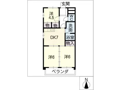 サンライフ喜多山 西棟(3DK/1階)の間取り写真