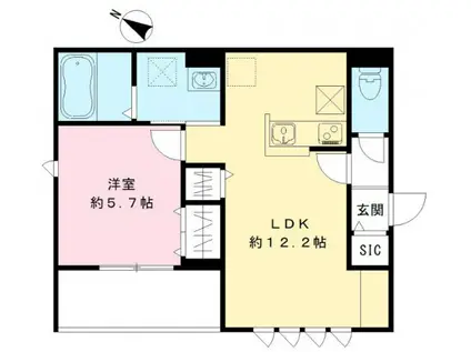 ボヌール行徳(1LDK/1階)の間取り写真