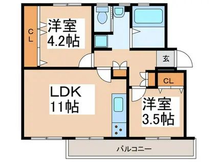 すすき野団地6-1号棟(2LDK/2階)の間取り写真