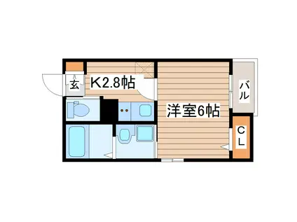 レピュート薬師堂(1K/2階)の間取り写真