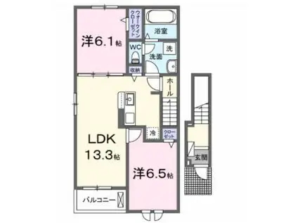 クレストールポート II(2LDK/2階)の間取り写真