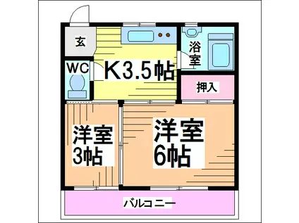 井の頭セブンスターマンション(2K/3階)の間取り写真