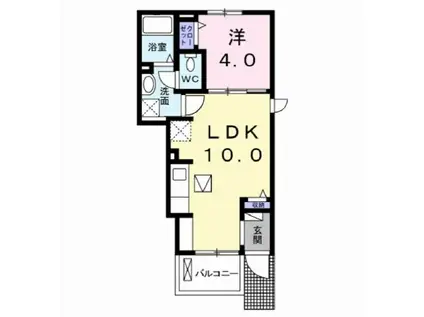 アンジュ・ソレイユ B(1LDK/1階)の間取り写真