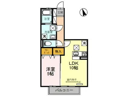グランクレージュ紀三井寺(1LDK/1階)の間取り写真