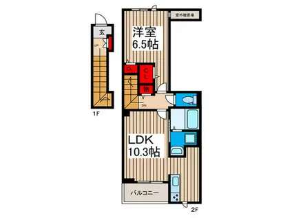 リシェール(1LDK/2階)の間取り写真