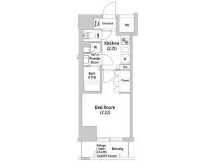 ブリッサ本郷真砂(1K/8階)の間取り写真