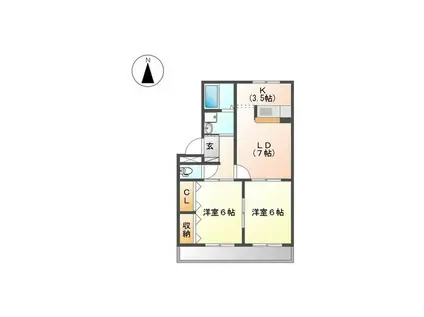 クレストール山王(2LDK/2階)の間取り写真