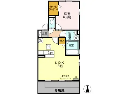 グリーンテラスB(1LDK/1階)の間取り写真