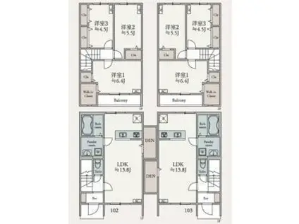 TNK成田(3LDK/1階)の間取り写真