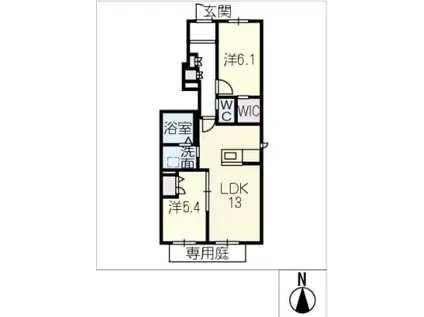 MAISON BLANCHEB(2LDK/1階)の間取り写真