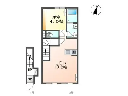 リバーヒルズ中庄(1LDK/2階)の間取り写真