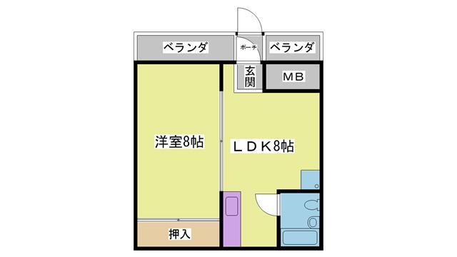 グランディアミアモーレ鈴蘭台(1DK/1階)の間取り写真