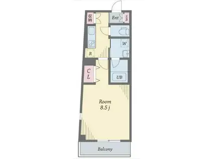 アルベラータ(1K/4階)の間取り写真