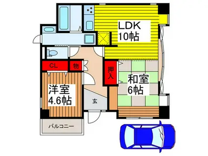 ユッサ浦和(2LDK/1階)の間取り写真