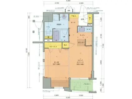 クレアランドマーク(1LDK/9階)の間取り写真